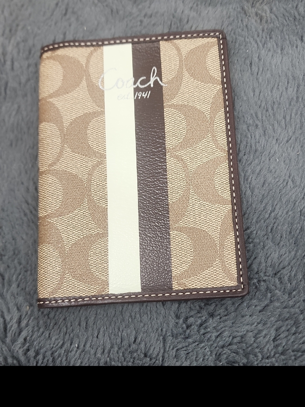Coach Signature Stripe Compact Wallet